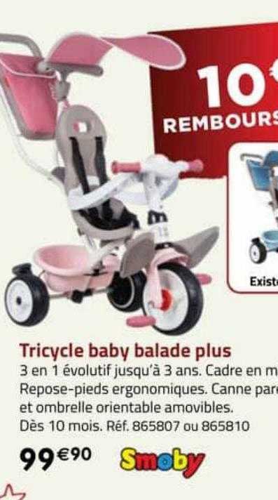 tricycle baby balade plus smoby