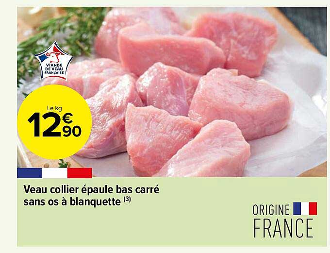 Veau Collier épaule Bas Carré Sans Os à Blanquette