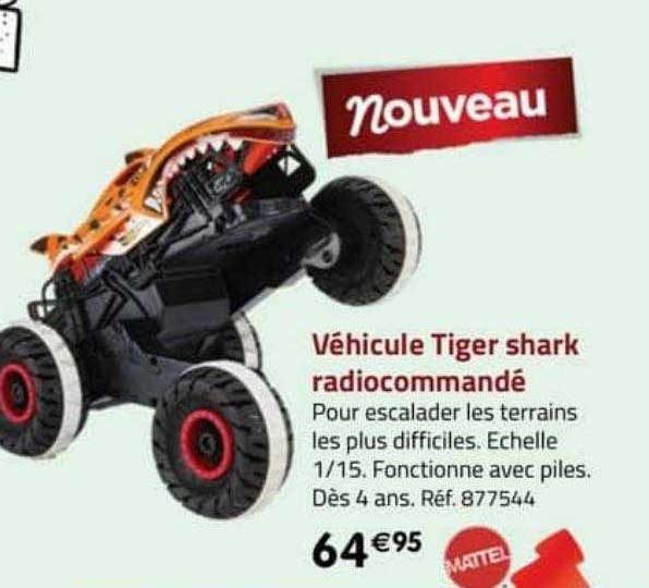 véhicule tiger shark radiocommandé mattel