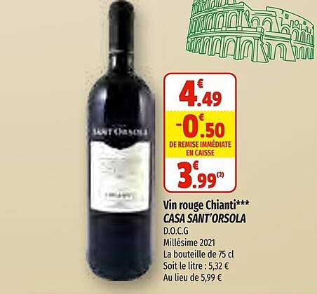 vin rouge chianti casa sant'orsola