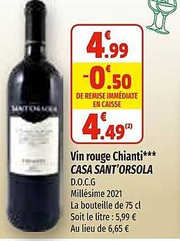vin rouge chianti casa sant'orsola