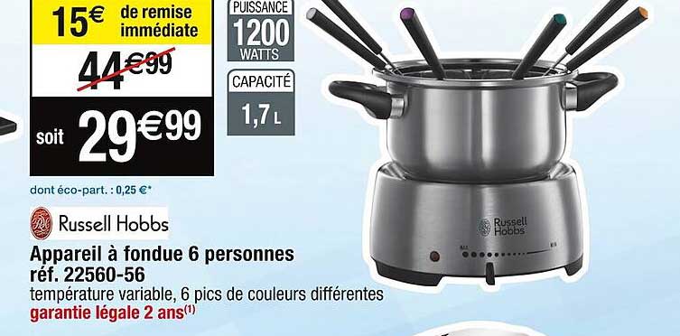 appareil à fondue 6 personnes russell hobbs