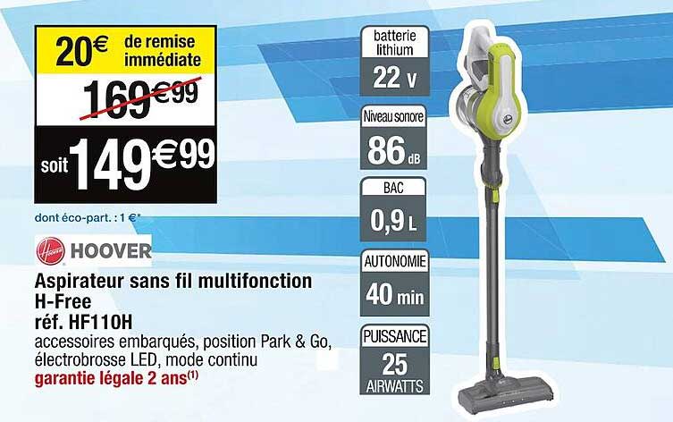 aspirateur sans fil multifonction h-free hoover