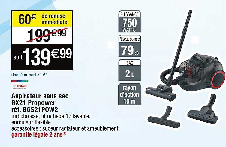 Aspirateur Sans Sac Gx21 Propower Bosch