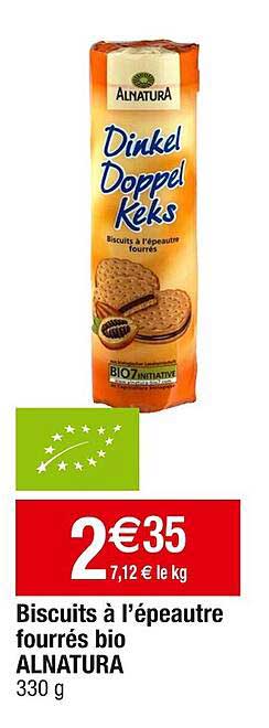 biscuits à l'épeautre fourrés bio alnatura