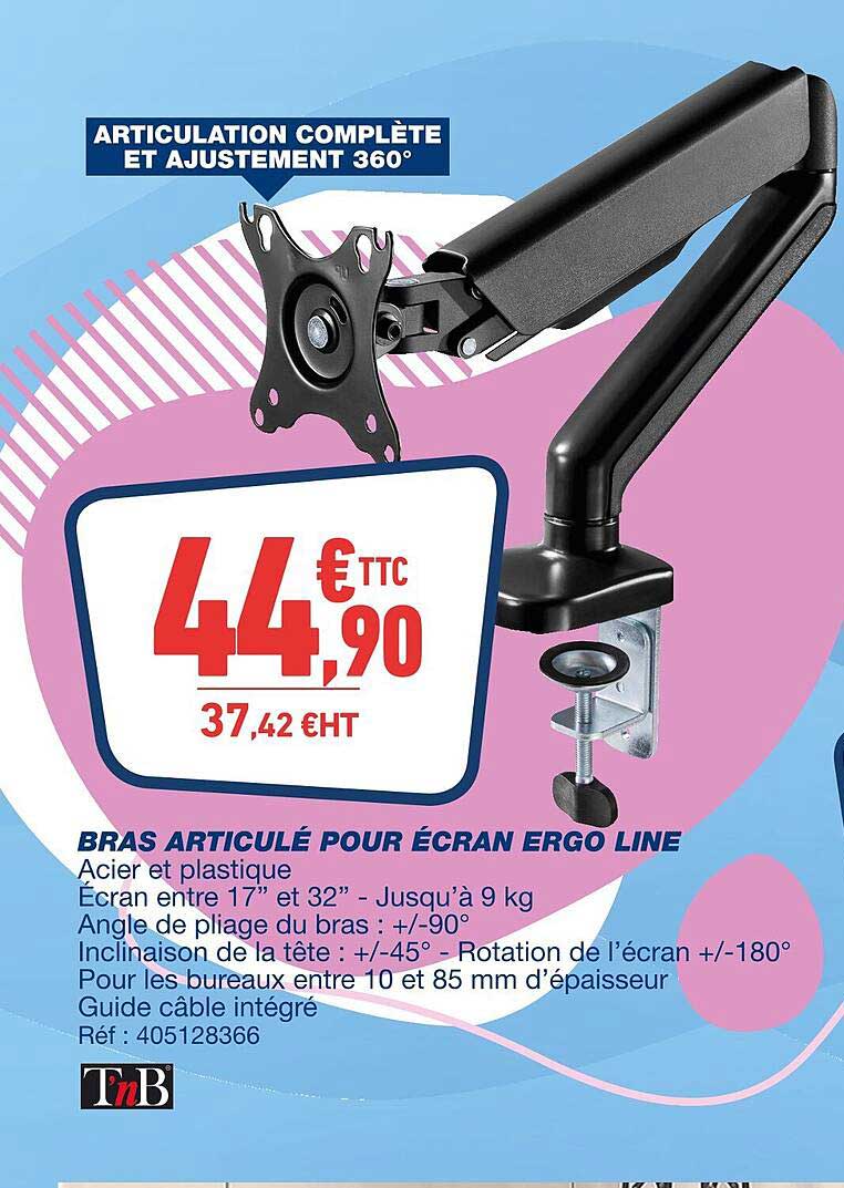 bras articulé pour écran ergo line t'nb