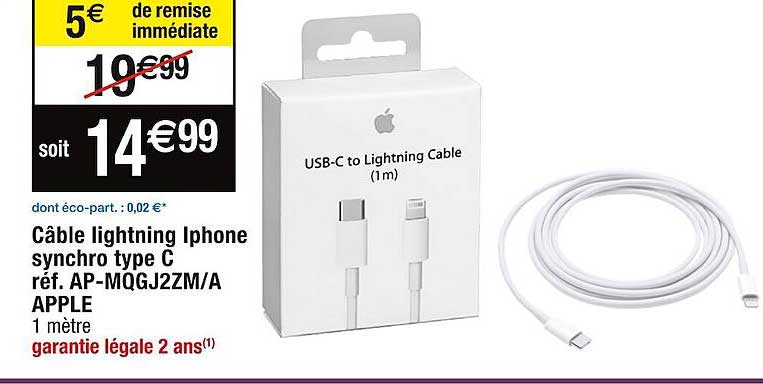 câble lightning iPhone synchro type c