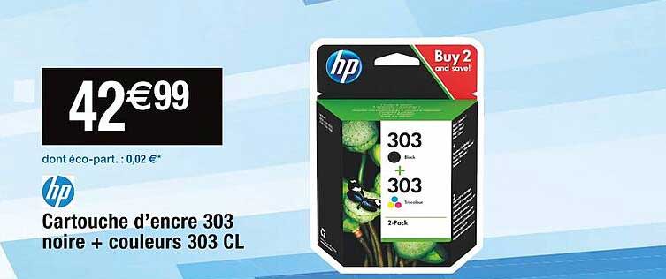 cartouche d'encre 303 noire + couleurs 303 cl hp