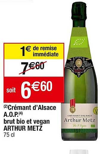 crémant d'alsace a.o.p. brut bio et vegan arthur metz
