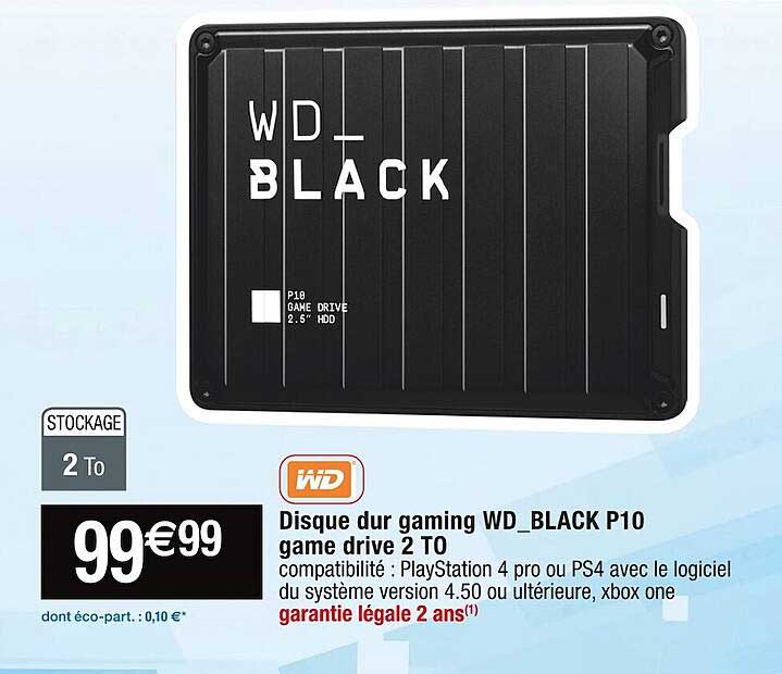 Disque Dur Gaming Wd Black P10 Game Drive 2 To
