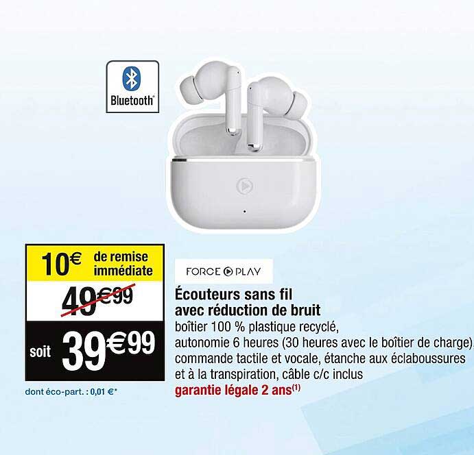 écouteurs sans fil avec réduction de bruit