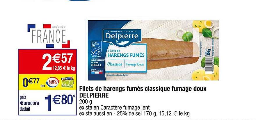 filets de harengs fumés classique fumage doux delpierre