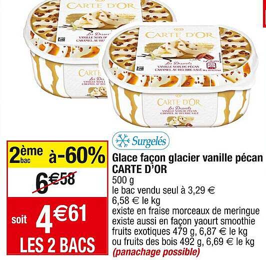 glace façon glacier vanille pécan carte d'or