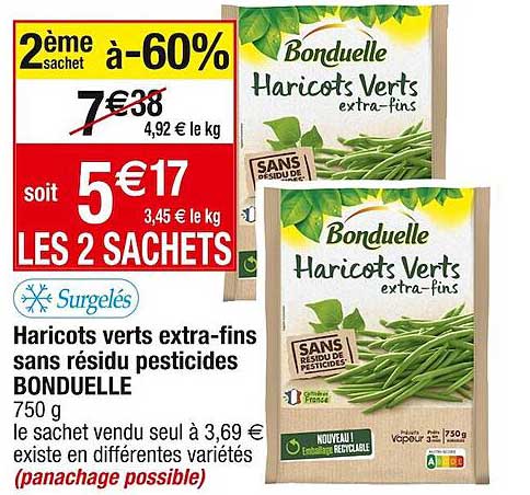 haricots verts extra-fins sans résidu pesticides bonduelle