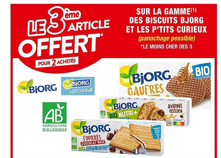 la gamme des biscuits bjorg et les p'tits curieux