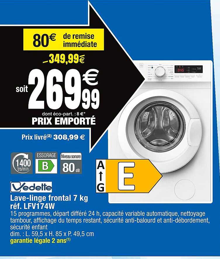 lave-linge frontal 7 kg vedette