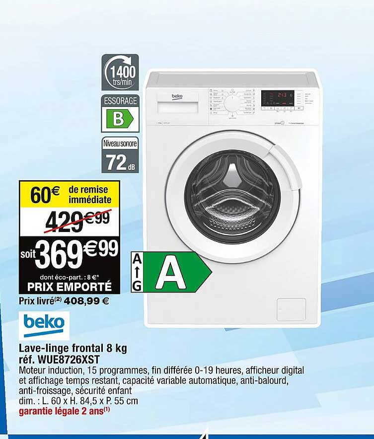 lave-linge frontal 8 kg beko