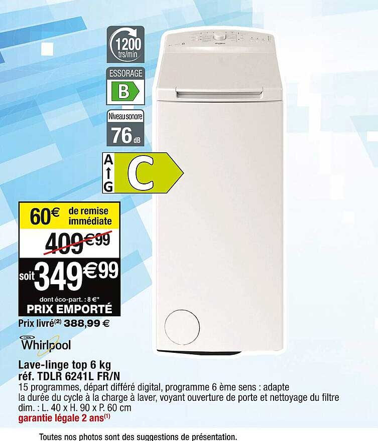 lave-linge top 6 kg whirlpool