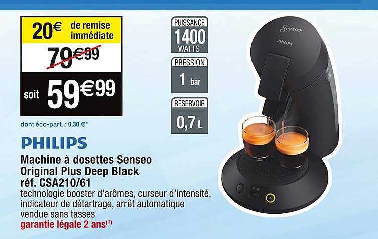 machine à dosettes senseo original plus deep black philips
