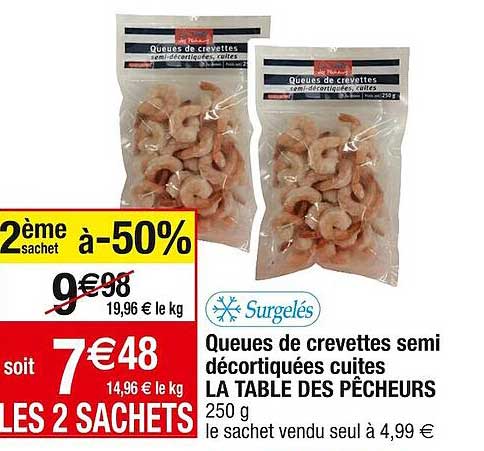 Queues De Crevettes Semi Décortiquées Cuites La Table Des Pêcheurs