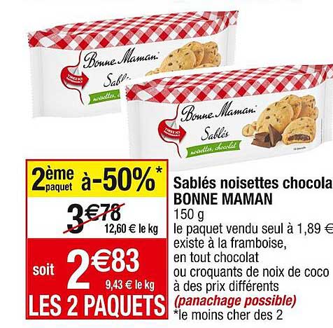 sablés noisettes chocolat bonne maman