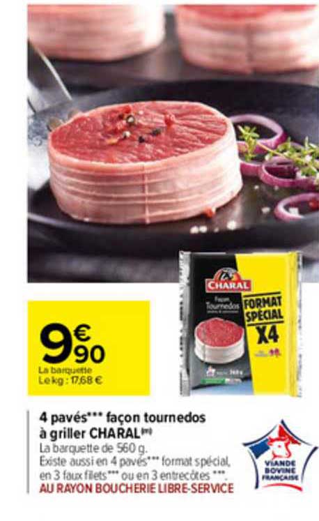 4 pavés façon tournedos à griller charal