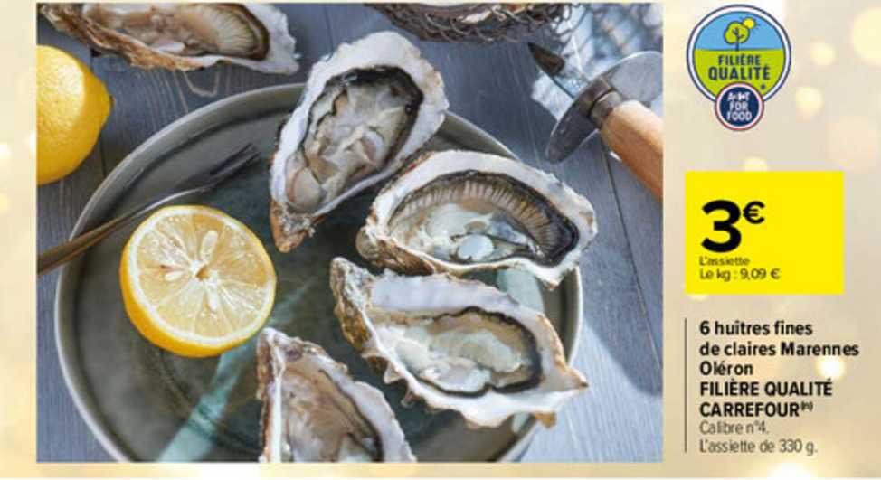 6 huîtres fines de claires marennes oléron