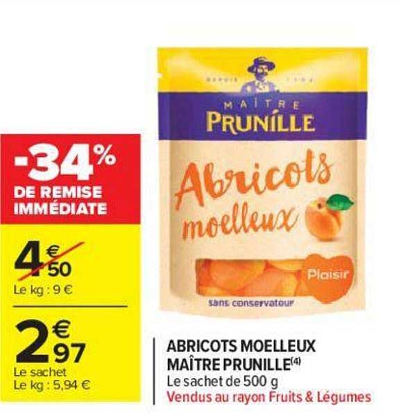 abricots moelleux maître prunille -34% de remise immédiate