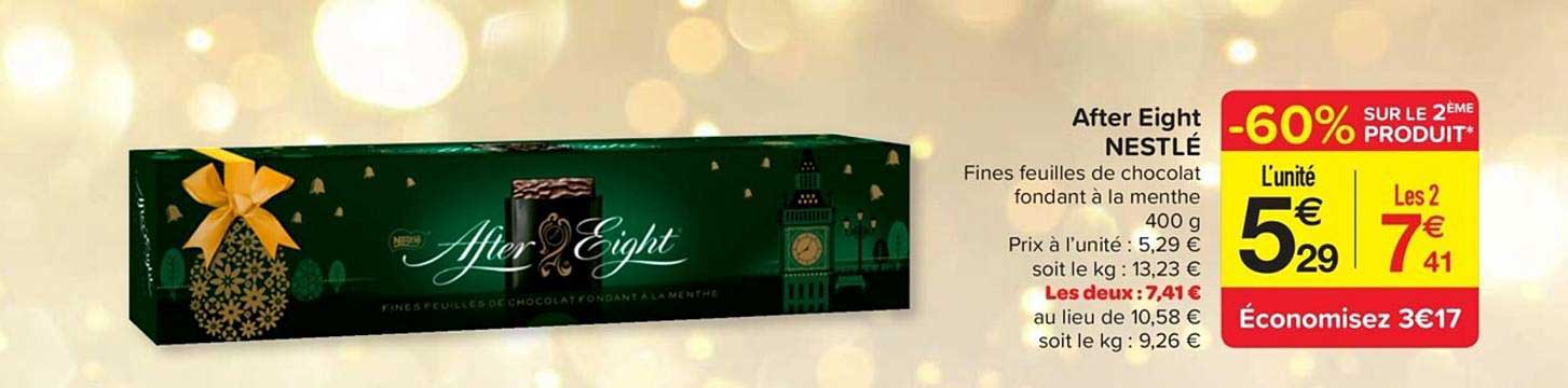 after eight nestlé -60% sur le 2ème