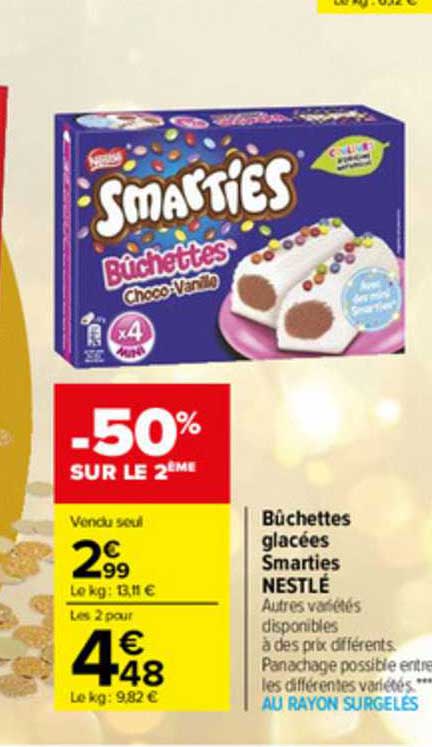 bûchettes glacées smartie nestlé