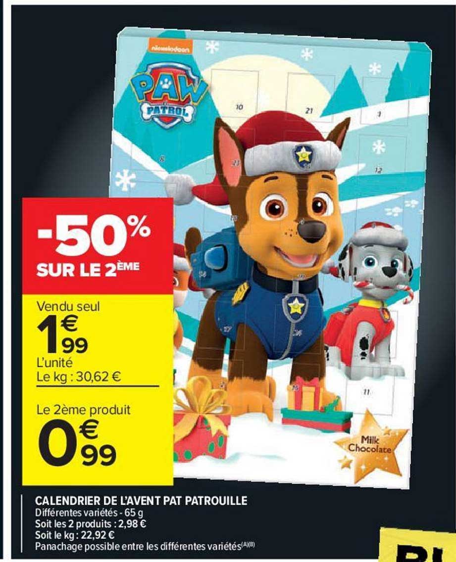 calendrier de l'avent pat patrouille -50% sur le 2ème