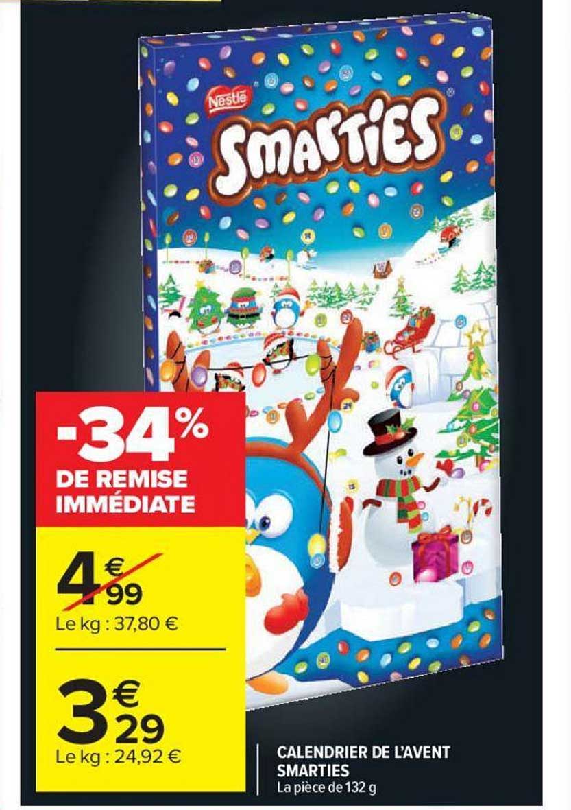 calendrier de l'avent smarties -34% de remise immédiate
