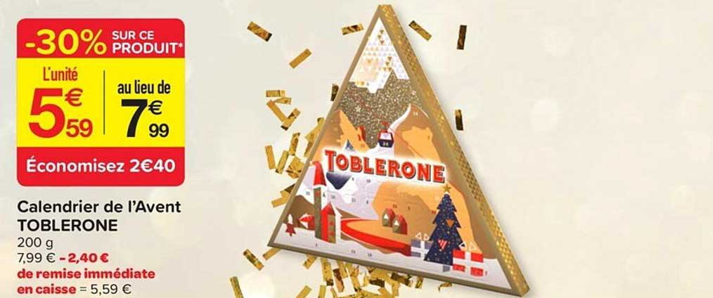calendrier de l'avent toblerone -30% sur ce produit
