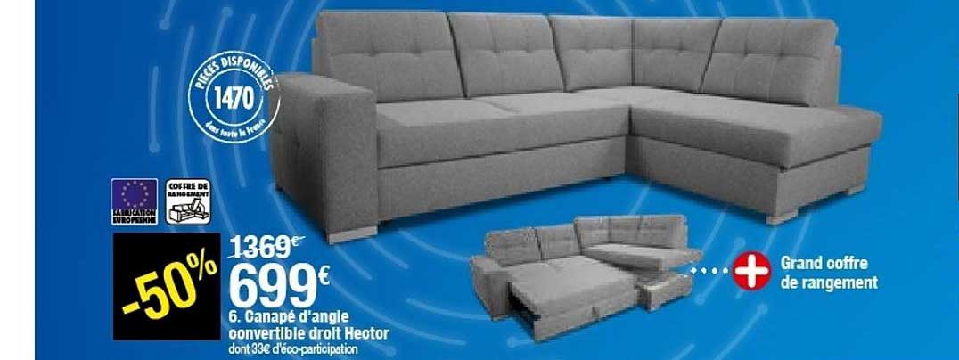canapé d'angle convertible droit hector