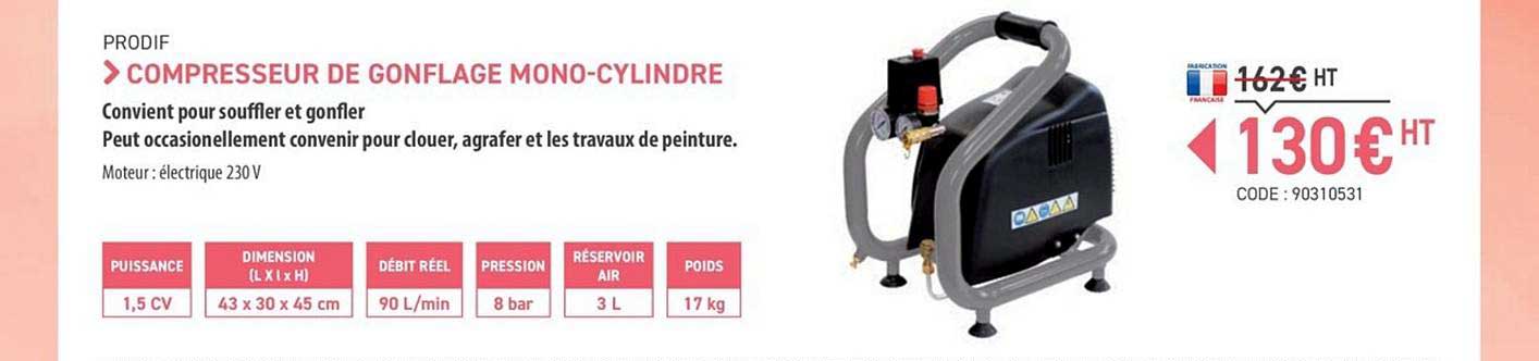 compresseur de gonflage mono cylindre prodif