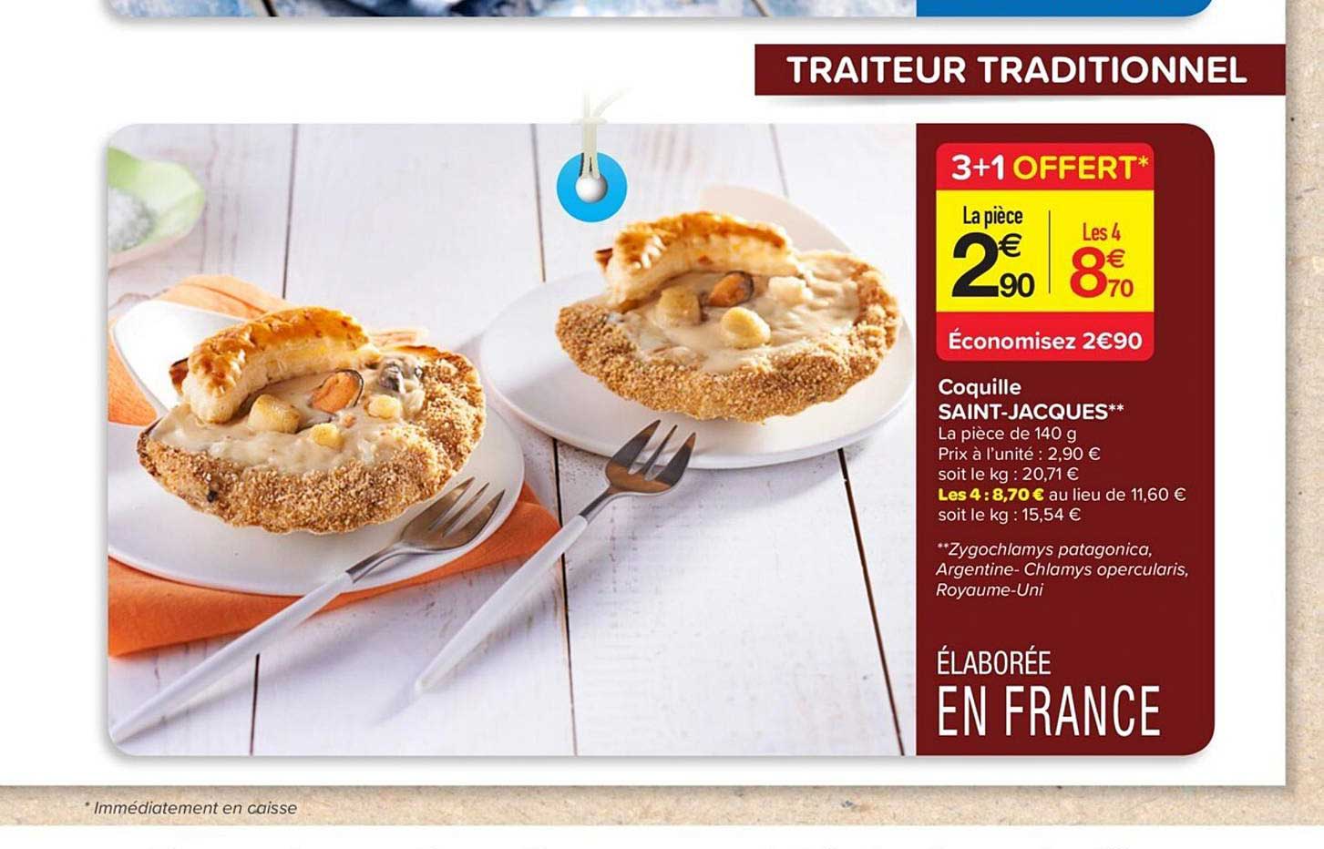 coquille saint jacques 3+1 offert