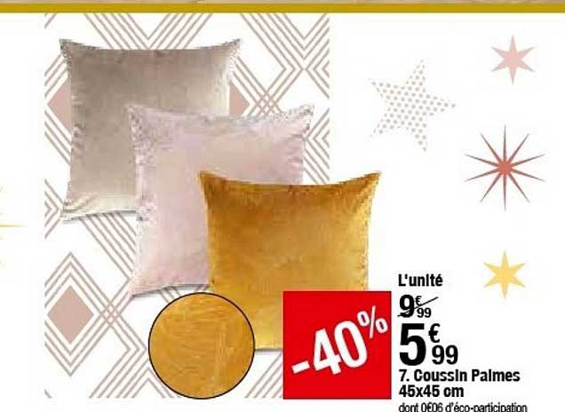 coussin palmes 45x45 cm