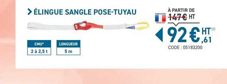 élignue Sangle Pose Tuyau