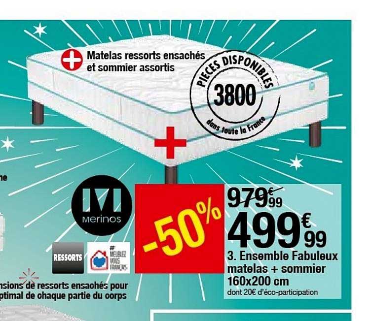 ensemble fabuleux matelas + sommier 160x200 cm