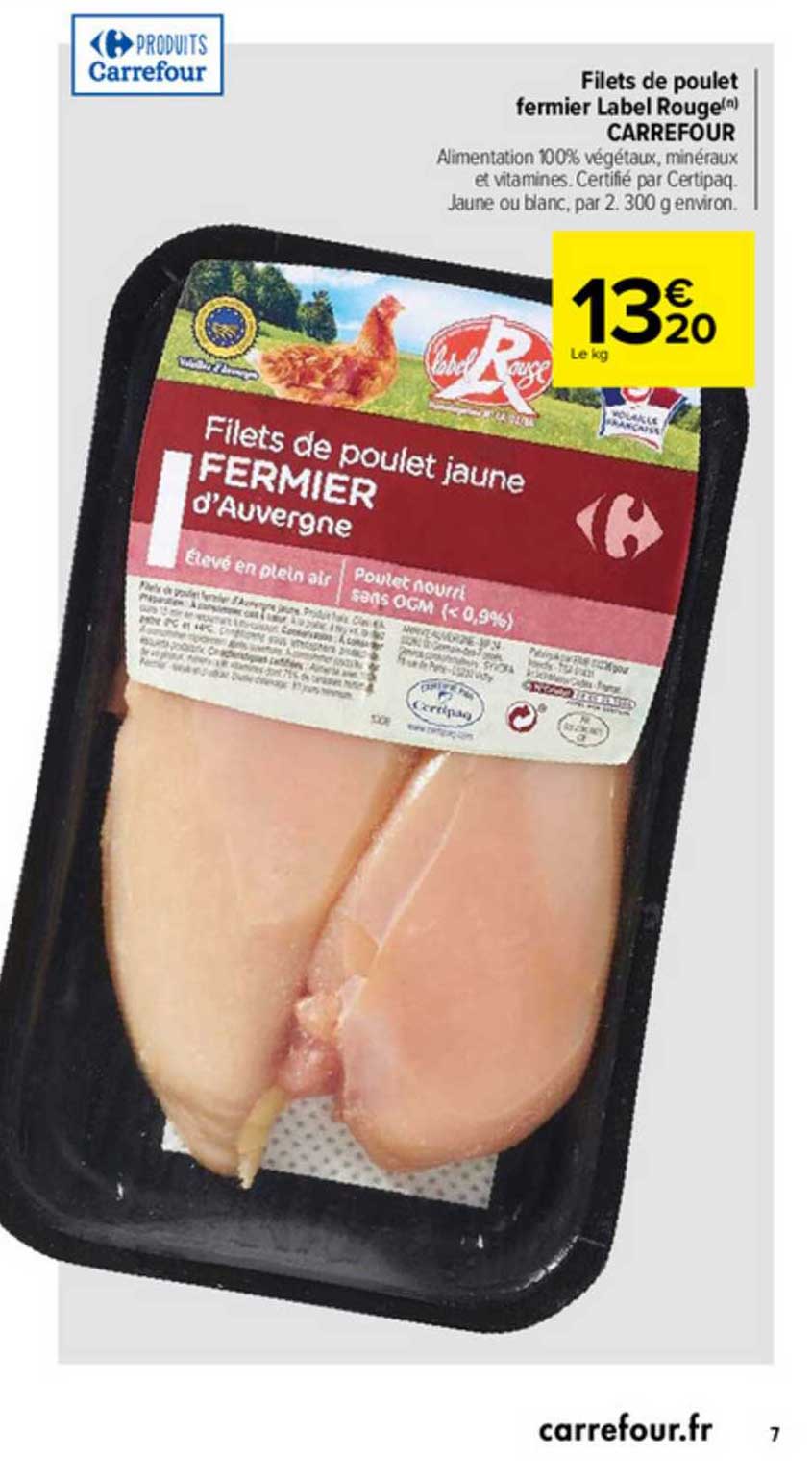 Filets De Poulet Fermier Label Rouge Carrefour