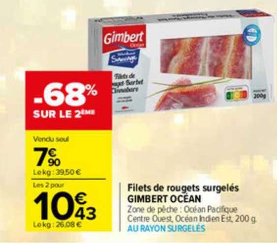 filets de rougets surgelés gimbert océan
