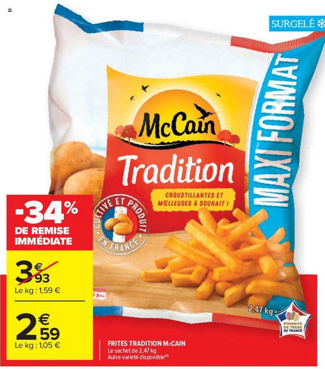 Frites Tradition Mccain -34% De Remise Immédiate