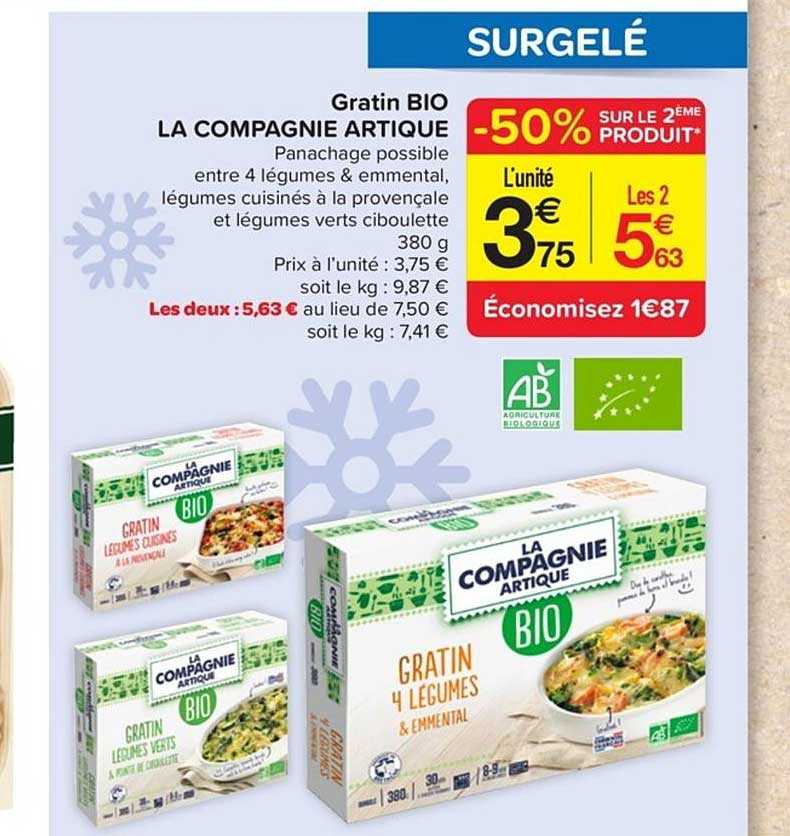 gratin bio la compagnie artique -50%% sur le 2ème produit