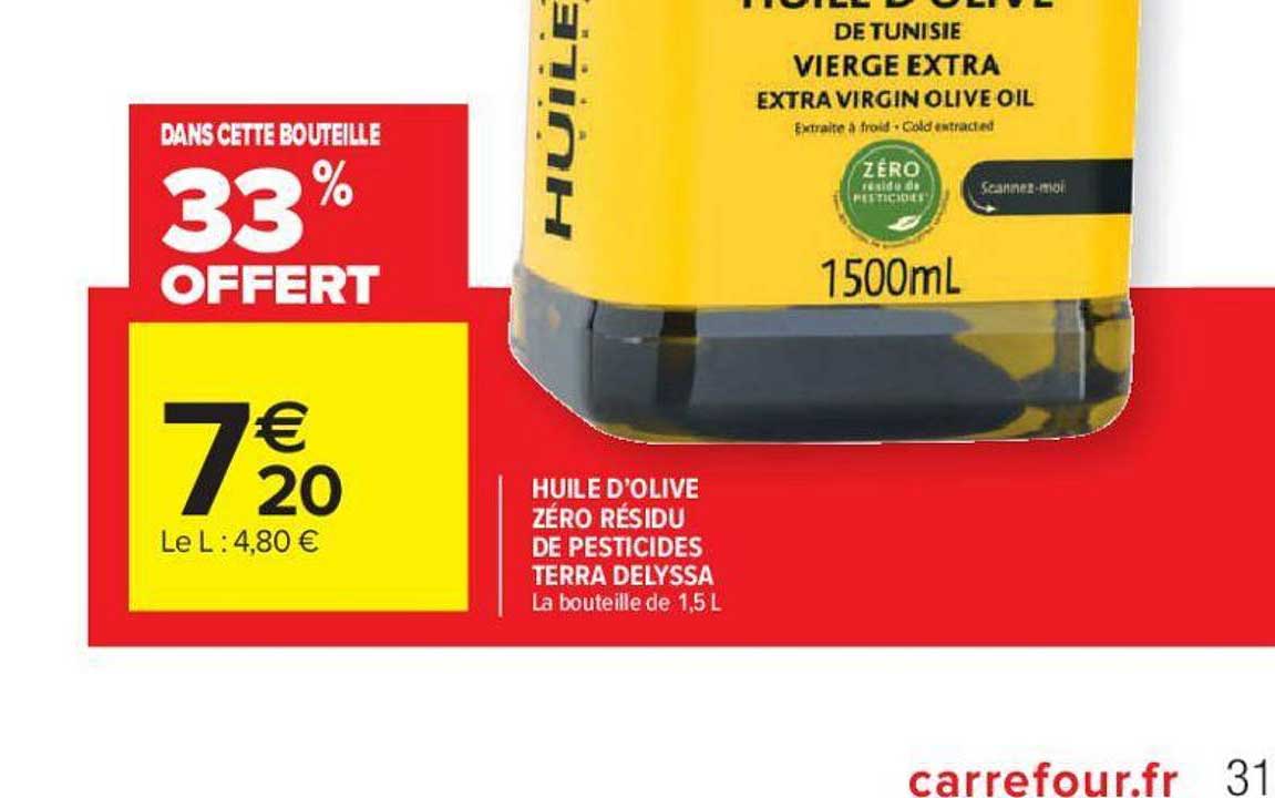 huile d'olive zéro résidu de pesticides terra delyssa