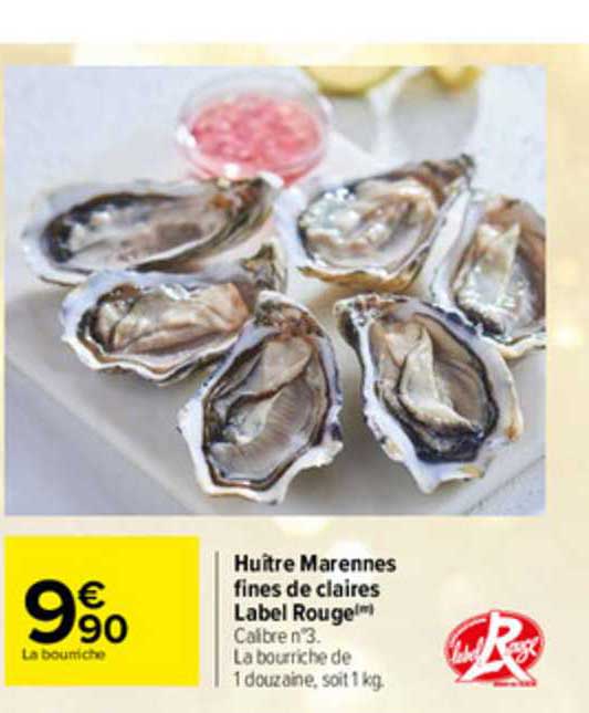 huître marennes fines de claires label rouge