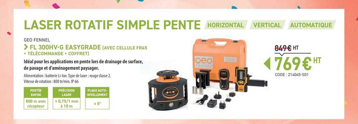 laser rotatif simple pente horizontal vertical automatique fl 300hv g easygrade geo fennel