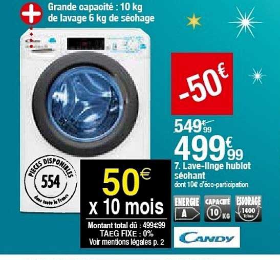lave linge hublot séchant candy