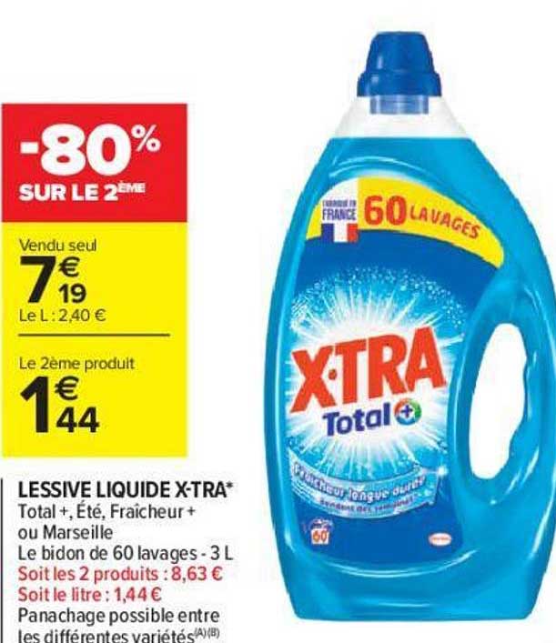 Lessive Liquide X Tra -80% Sur Le 2ème