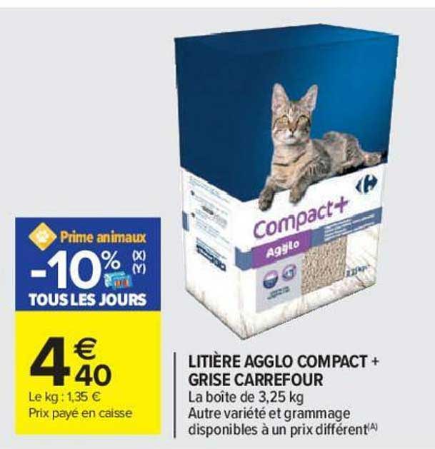litière agglo compact + grise carrefour