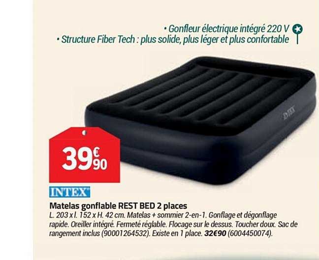 matelas gonflable rest bed 2 places intex